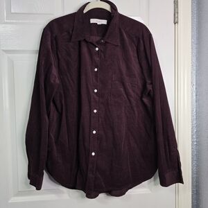 LOFT Men’s Long-Sleeve Button-Up Shirt in Deep Plum